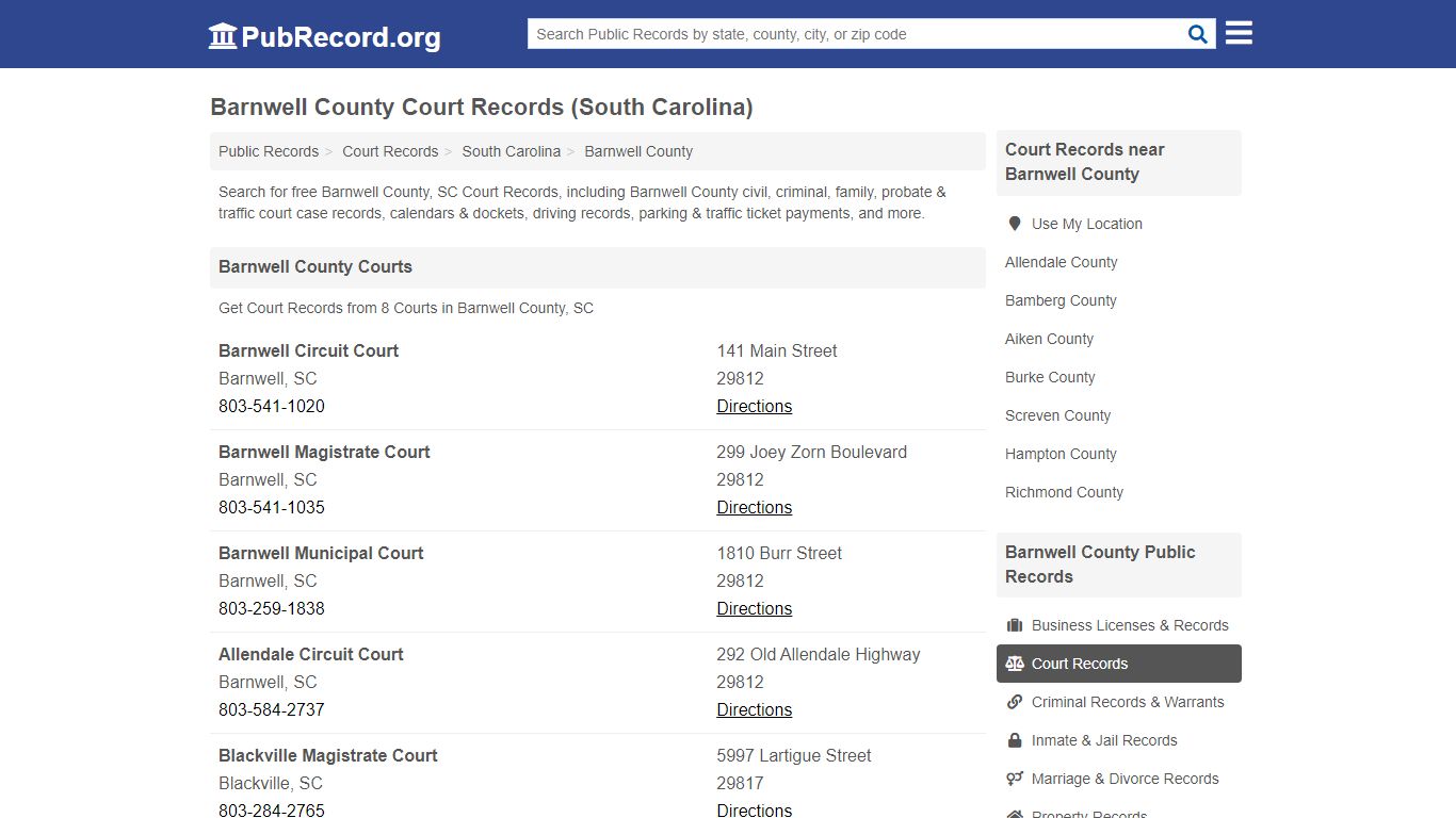 Barnwell County Court Records (South Carolina)