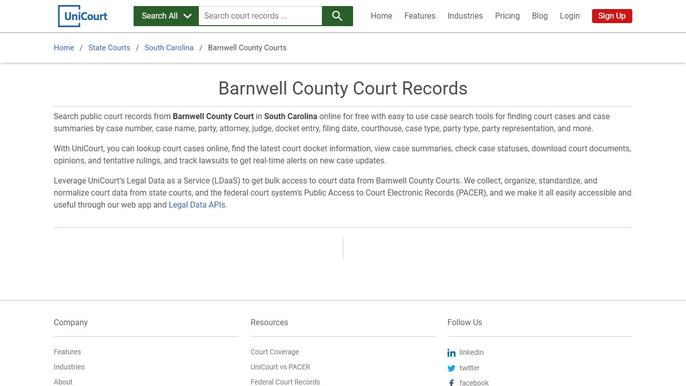 Barnwell County Court Records | South Carolina | UniCourt